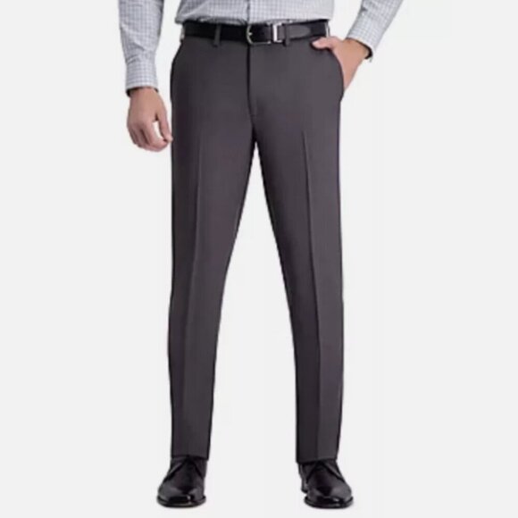 NEW Haggar Mens 32x34 Dark Gray Super Flex Waistband Slim Straight Dress Pants - Picture 1 of 8